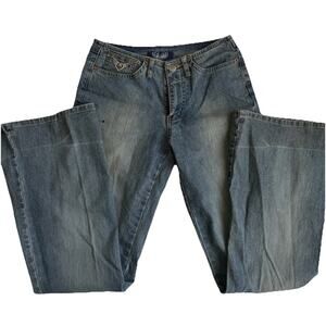Vintage Angels Jeans Flare Y2K Low Rise‎ No Waistband Size 5 Light Wash Stretch